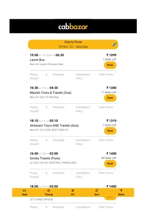 Goa to Pune Bus | Goa to Pune Bus Booking