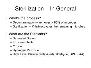 Sterilization – In General