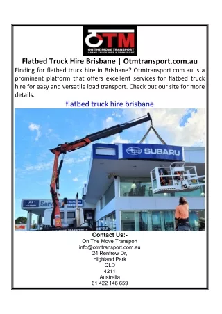 Flatbed Truck Hire Brisbane  Otmtransport.com.au