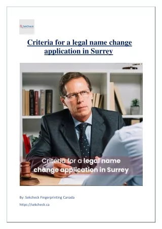 Criteria for a legal name change application in Surrey