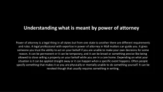 Understanding what is meant by power of attorney