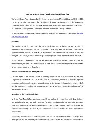 Inpatient vs Observation Decoding the Two-Midnight Rule