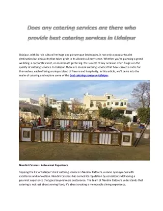 Does any catering services are there who provide best catering services in Udaipur