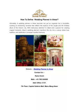 How To Define  Wedding Planner in Alwar