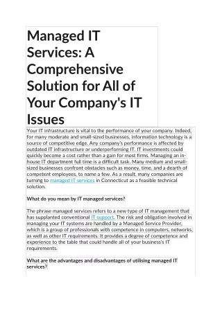 Managed IT Services A Comprehensive Solution for All of Your Company's IT Issues