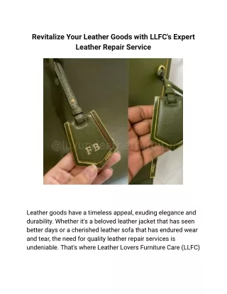 Leather Repair Service | LLFC