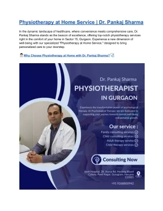 Physiotherapy at Home Service  | Dr. Pankaj Sharma.