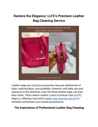 Leather Bag Cleaning Service | LLFC