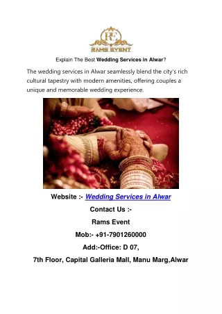 Explain The Best Wedding Services in Alwar?