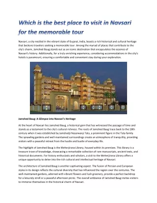 Which is the best place to visit in Navsari for the memorable tour