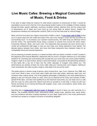 Live Music Cafe  Brewing a Magical Concoction of Music Food & Drinks