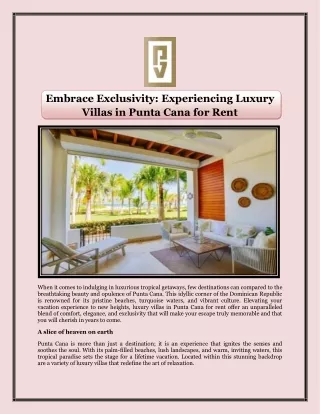 Embrace Exclusivity Experiencing Luxury Villas in Punta Cana for Rent