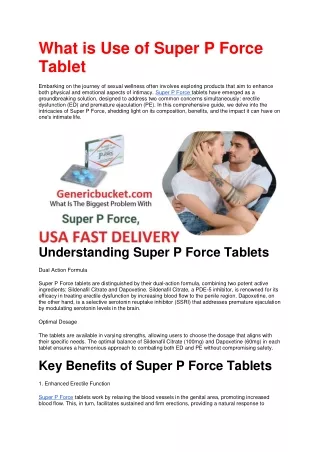 What is Use of Super P Force Tablet