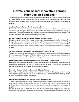 Elevate Your Space Innovative Terrace Roof Design Solutions