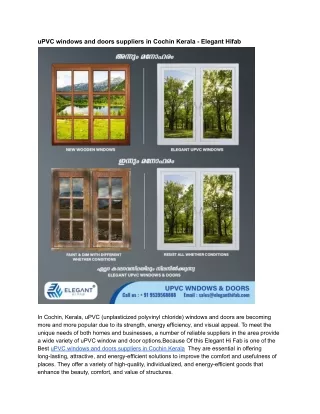 uPVC windows and doors suppliers in Cochin Kerala