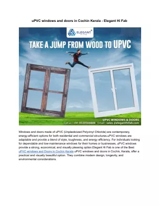 uPVC windows and doors in Cochin Kerala