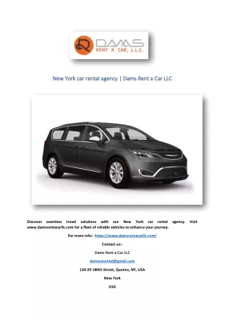 New York car rental agency | Dams Rent a Car LLC