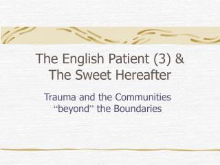 The English Patient (3) &amp; The Sweet Hereafter