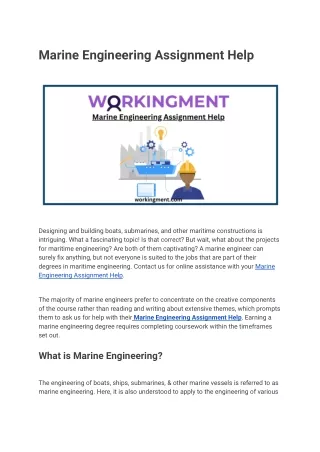 Marine Engineering Assignment Help