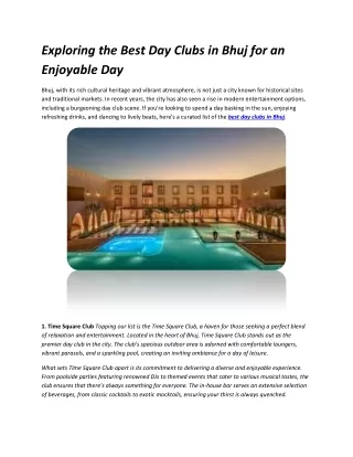 Exploring the Best Day Clubs in Bhuj for an Enjoyable Day