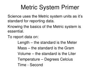 Metric System Primer