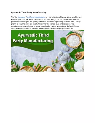 Ayurvedic Third Party Manufacturing