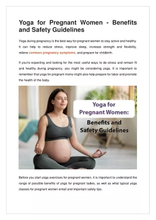 Yoga for Pregnant Women - Benefits and Safety Guidelines