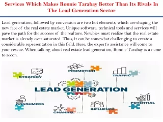 Services Which Makes Ronnie Tarabay Better Than Its Rivals In The Lead Generation Sector