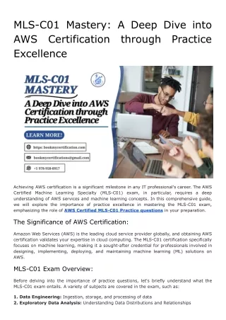 MLS-C01 Mastery_ A Deep Dive into AWS Certification through Practice Excellence