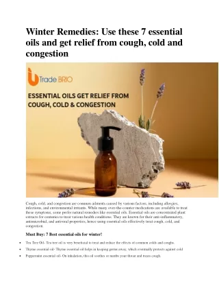 Winter Remedies Use these 7 essential oils and get relief from cough, cold and congestion