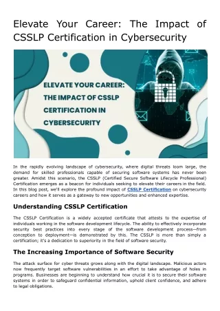 Elevate Your Career_ The Impact of CSSLP Certification in Cybersecurity