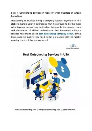 Best IT Outsourcing Services in USA for Small Business at Ansun Consulting