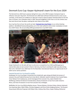 Denmark Euro Cup Kasper Hjulmand's team for the Euro 2024