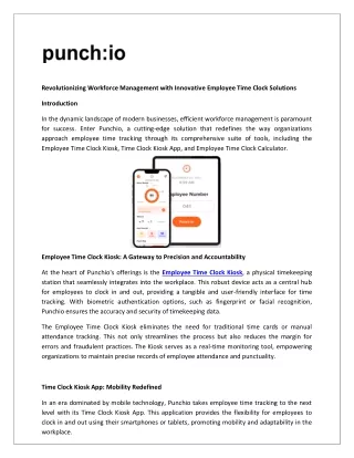 Revolutionizing Workforce Management with Innovative Employee Time Clock Solutions