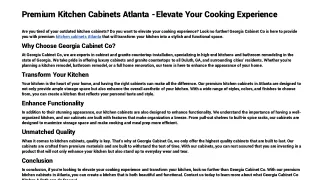 Premium Kitchen Cabinets Atlanta - Elevate Your Cooking Experience