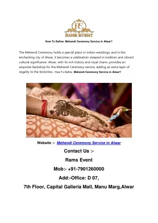 How To Define  Mehendi Ceremony Service in Alwar? (1)