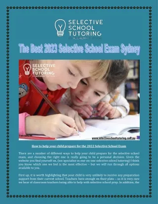 The Best 2023 Selective School Exam Sydney