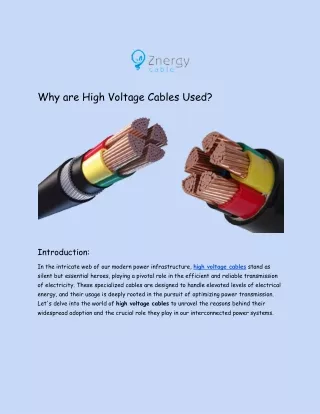 Why are High Voltage Cables Used?