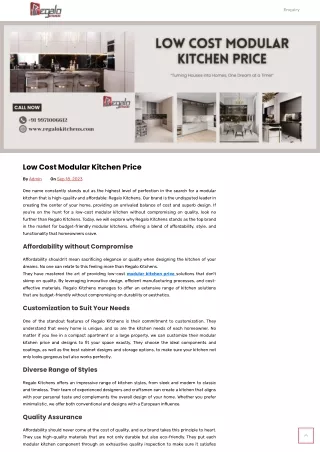 Low Cost Modular Kitchen Price - Regalo Kitchens _ Blog