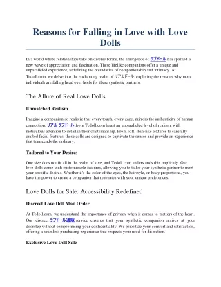 Reasons for Falling in Love with Love Dolls