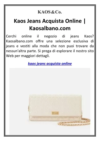 Kaos Jeans Acquista Online Kaosalbano.com