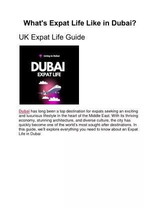 What's Expat Life Like In Dubai