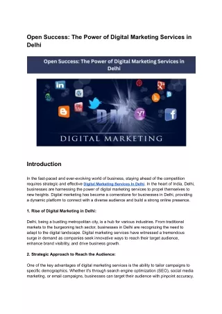 Open Success: The Power of Digital Marketing Services in Delhi