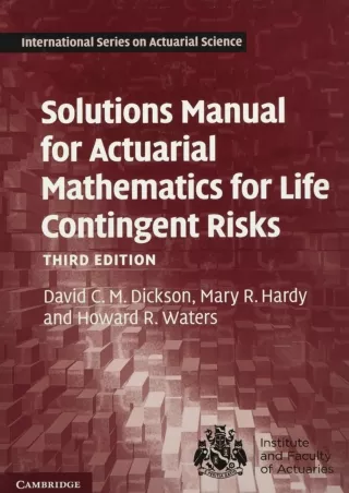 DOWNLOAD/PDF Solutions Manual for Actuarial Mathematics for Life Contingent Risks