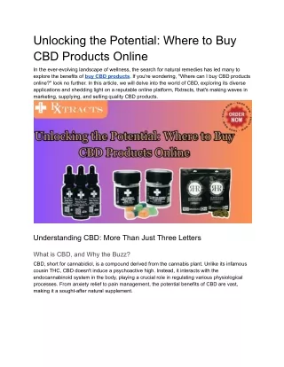 Unlocking the Potential- Where to Buy CBD Products Online