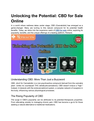 Unlocking the Potential_ CBD for Sale Online