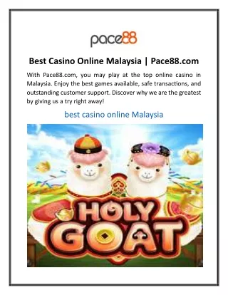 Best Casino Online Malaysia Pace88