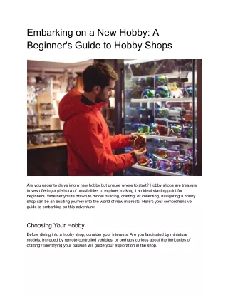 Embarking on a New Hobby: A Beginner's Guide to Hobby Shops