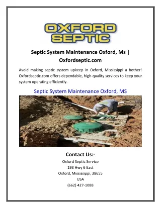 Septic System Maintenance Oxford, Ms | Oxfordseptic.com