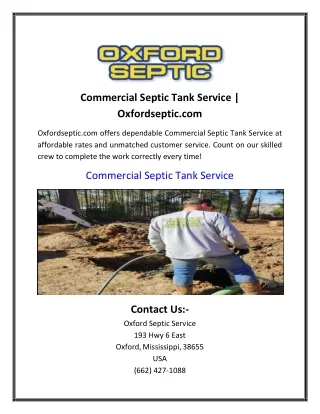 Commercial Septic Tank Service | Oxfordseptic.com